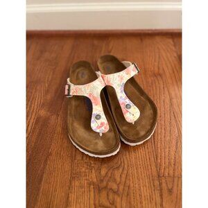 Birkenstock Women's‎ Gizeh Supernatural White Floral Print Thong Sandals Size 41